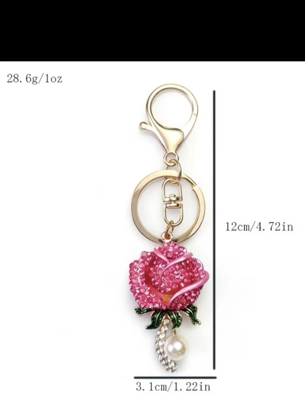 Beautiful Rose Bag Charm/ Keychain NEW